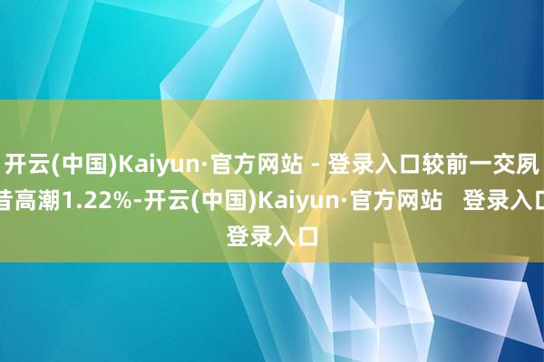 开云(中国)Kaiyun·官方网站 - 登录入口较前一交夙昔高潮1.22%-开云(中国)Kaiyun·官方网站   登录入口